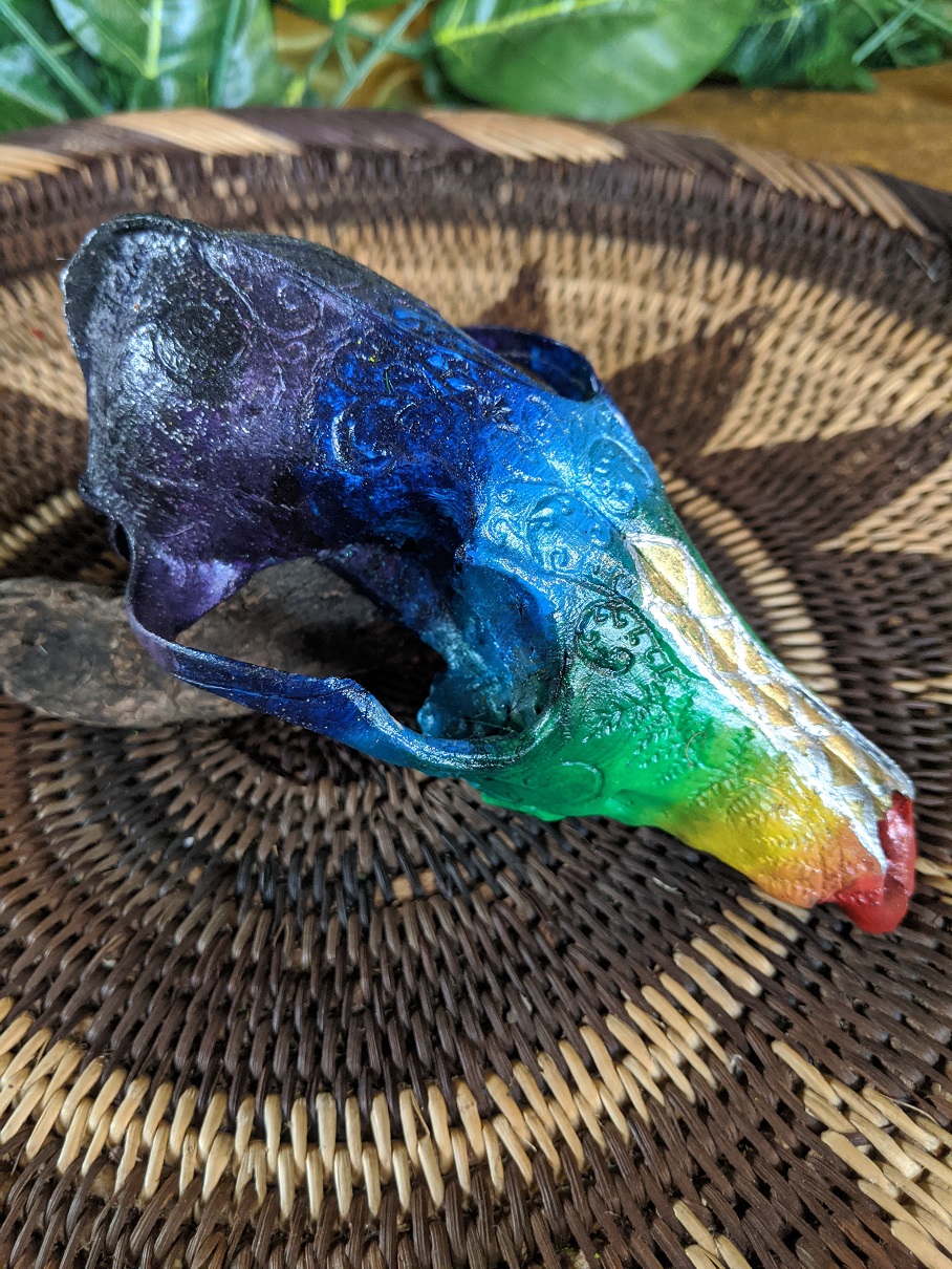 Rainbow etched skull